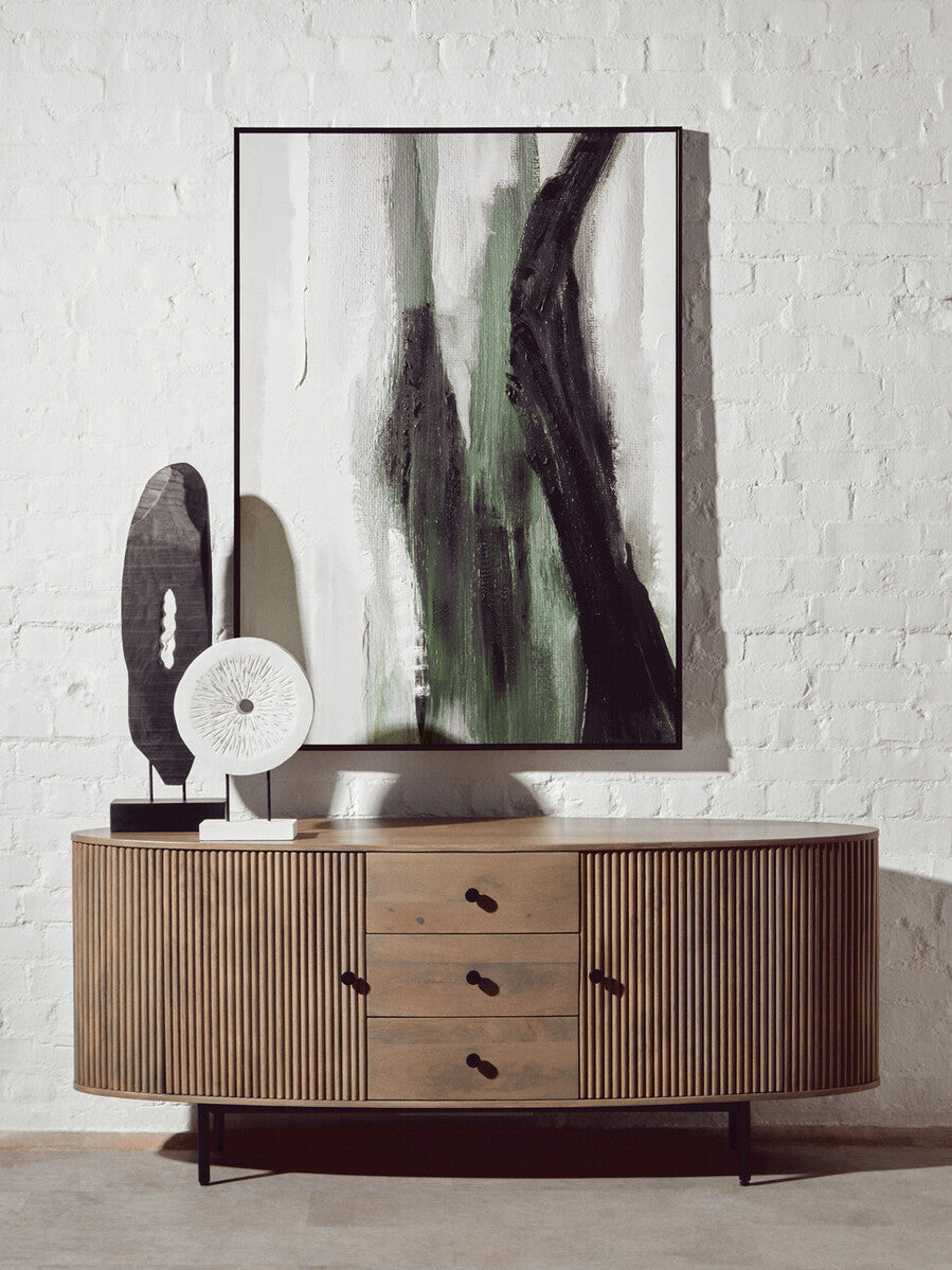 Torello Two Door Three Drawer Grey Mango Wood Sideboard
