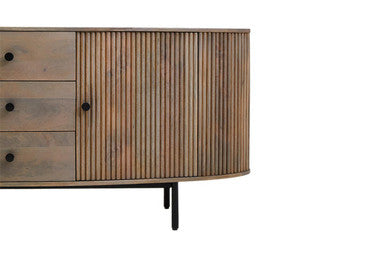 Torello Two Door Three Drawer Grey Mango Wood Sideboard - Image 5