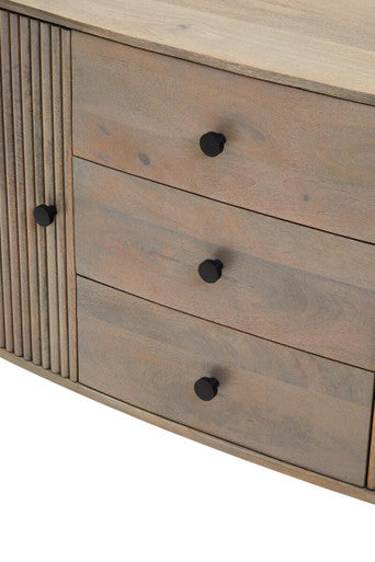 Torello Two Door Three Drawer Grey Mango Wood Sideboard - Image 4