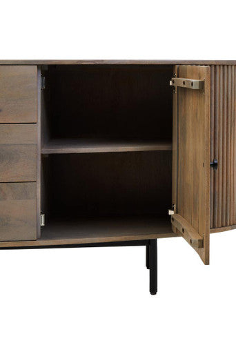 Torello Two Door Three Drawer Grey Mango Wood Sideboard - Image 3