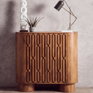 Torcino Natural Carved Mango Wood 2 Door Cabinet