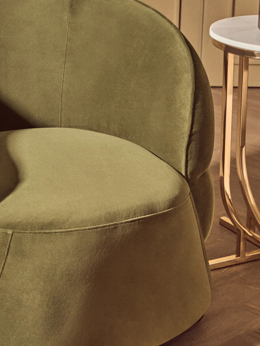 Darla Forest Green Curved Velvet Chair