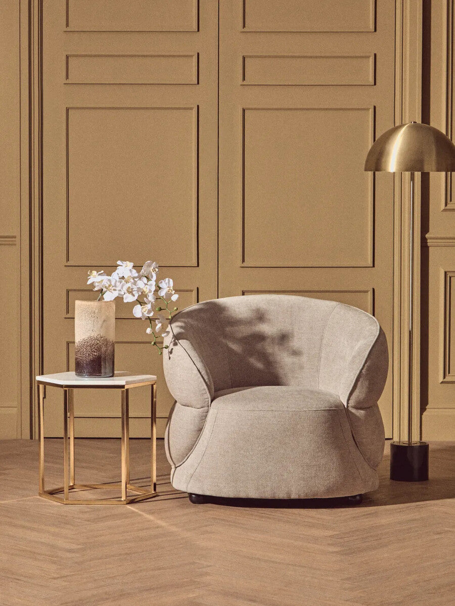 Taupe Chenille Effect Curved Chair | Daphne