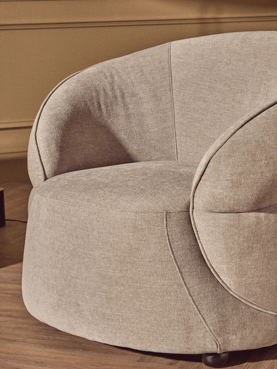 Taupe Chenille Effect Curved Chair | Daphne