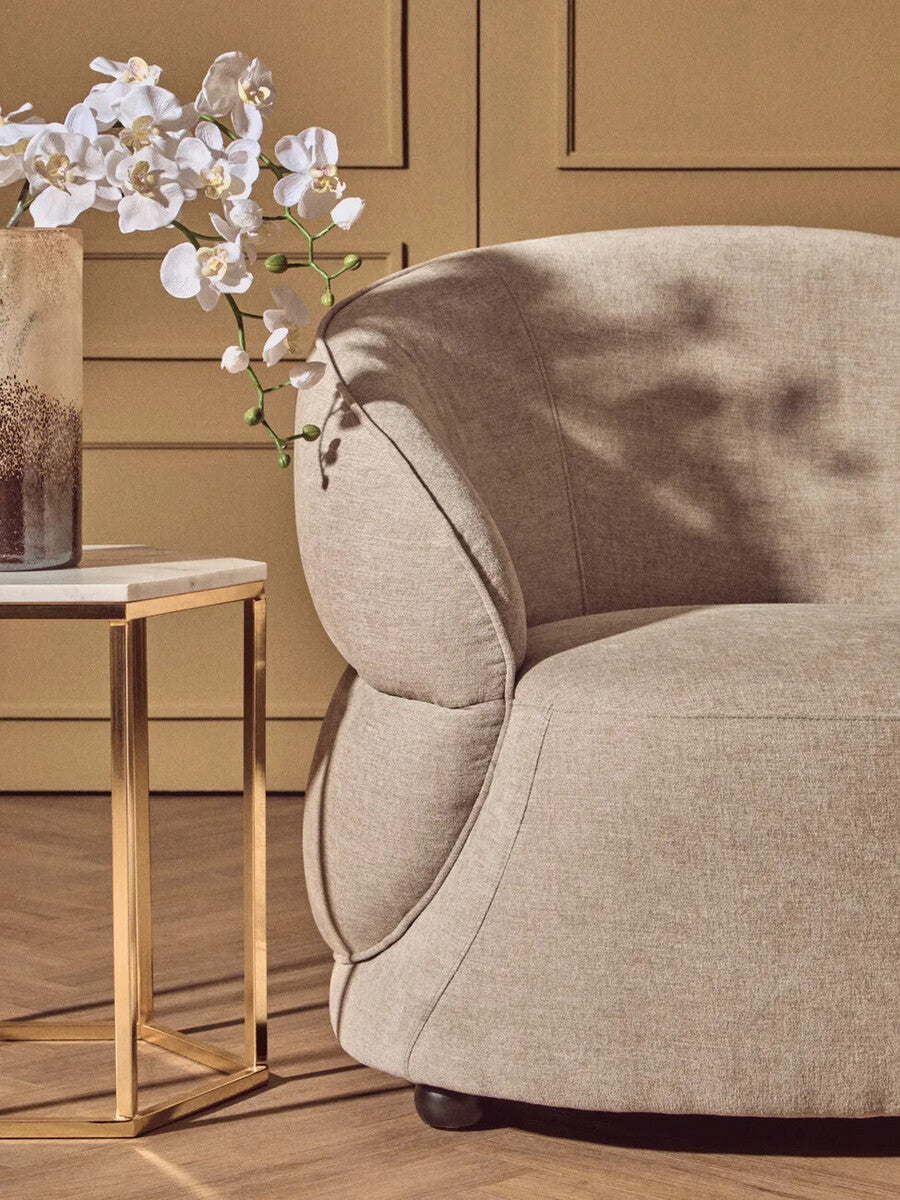 Taupe Chenille Effect Curved Chair | Daphne