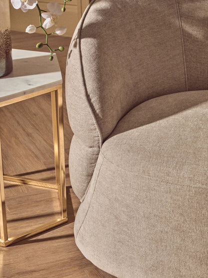 Taupe Chenille Effect Curved Chair | Daphne