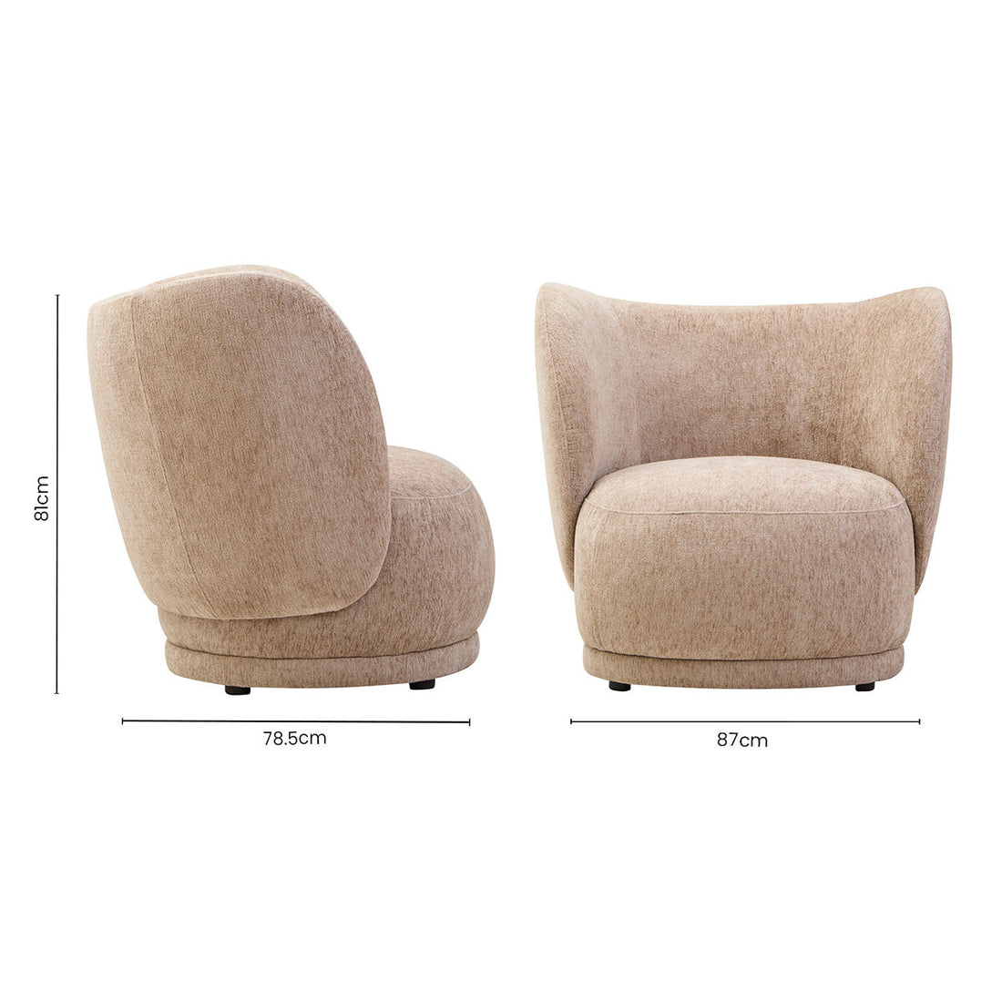 Delray Deep Stone Chenille Curved Chair - Image 7