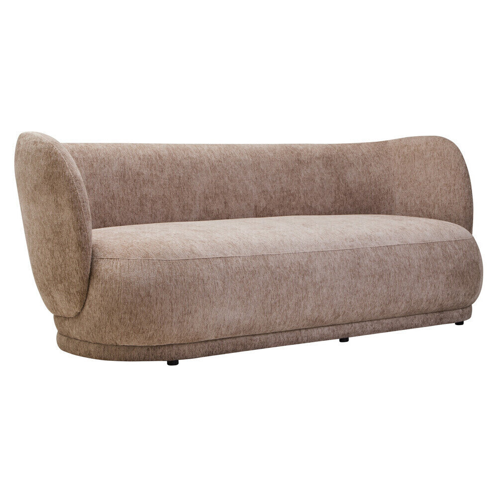 Delray Textured Chenille Effect Deep Stone Curve Three Seater Sofa