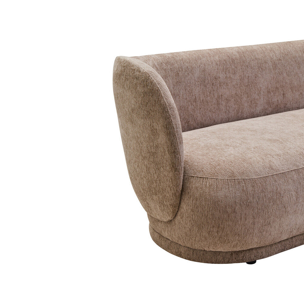 3 Seater Deep Stone Chenille Curved Sofa, Delray - Image 9