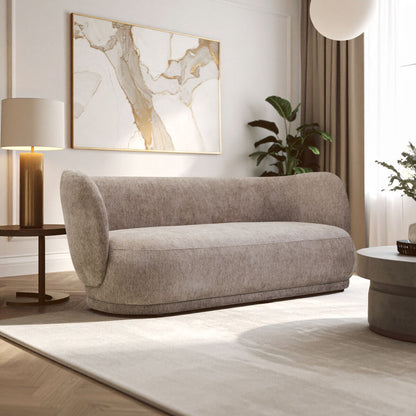 Delray Textured Chenille Effect Deep Stone Curve Three Seater Sofa