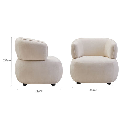 Dasha Textured Chenille Effect Ivory Curve Chair