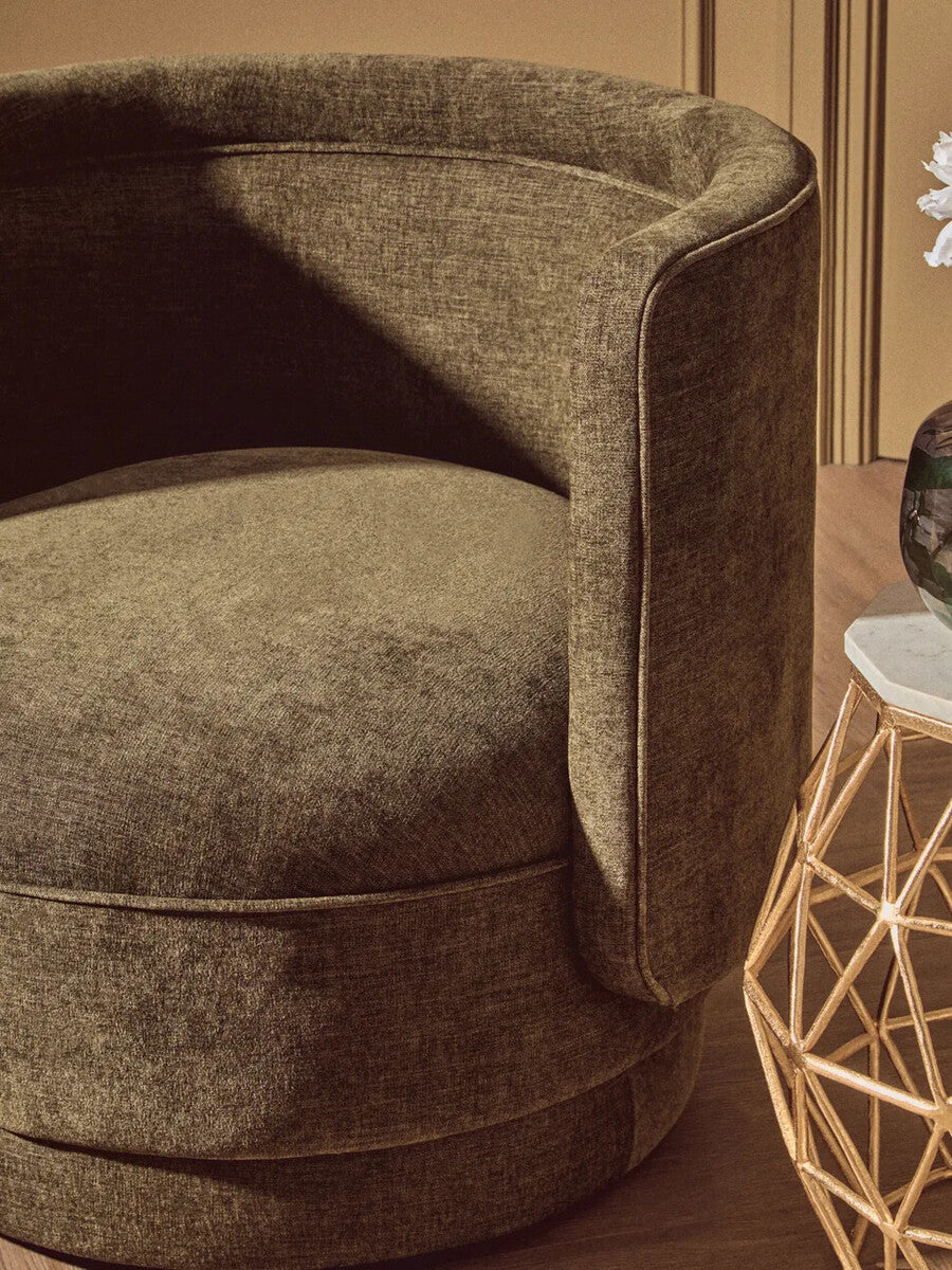 Forest Green Chenille Effect Curved Chair | Drake