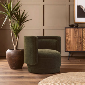 Drake Forest Green Chenille Effect Curved Chair