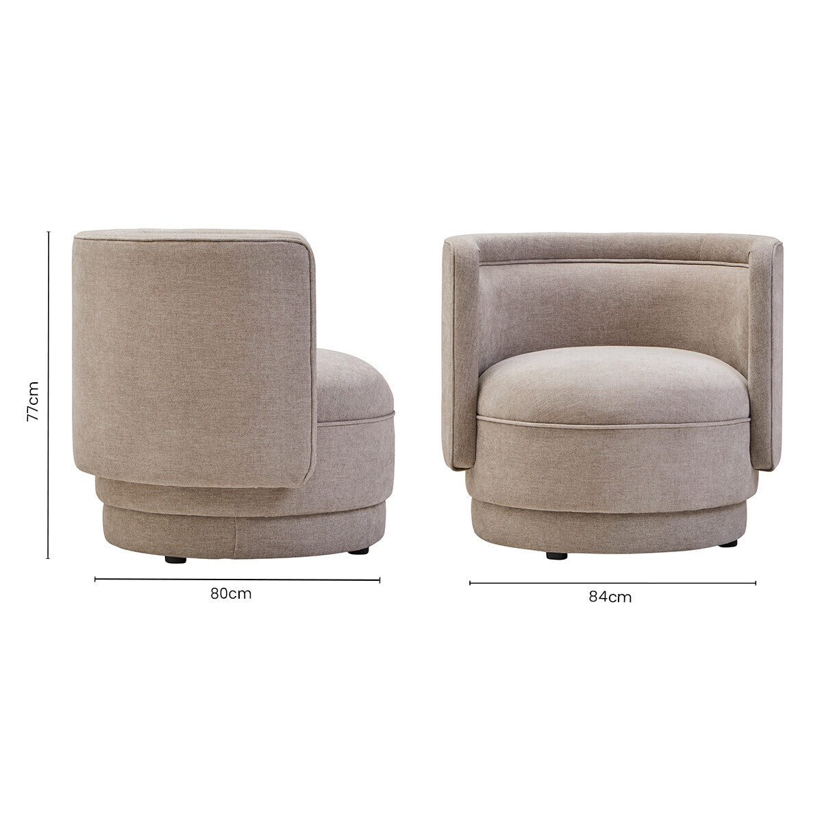 Drake Taupe Chenille Curved Chair