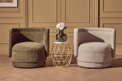 Taupe Chenille Effect Curved Chair | Drake