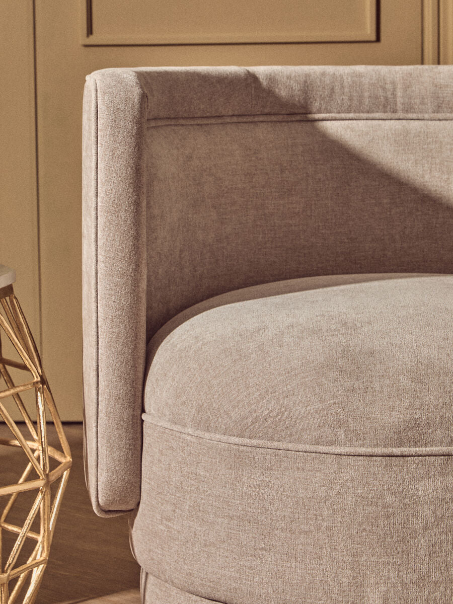 Taupe Chenille Effect Curved Chair | Drake
