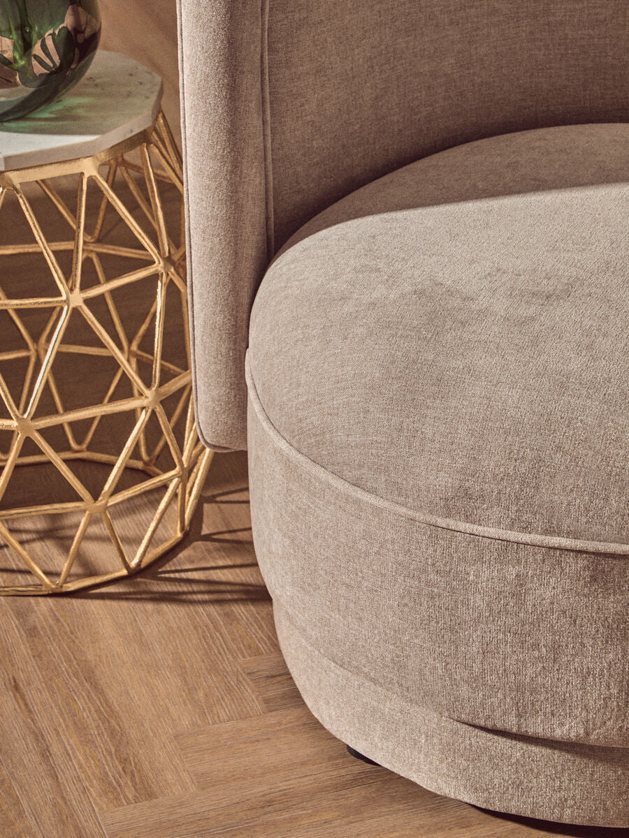 Taupe Chenille Effect Curved Chair | Drake