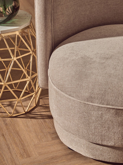 Taupe Chenille Effect Curved Chair | Drake