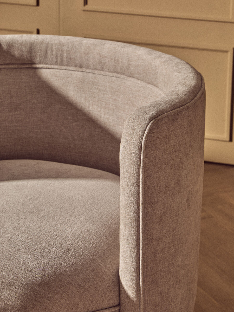 Taupe Chenille Effect Curved Chair | Drake