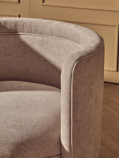Taupe Chenille Effect Curved Chair | Drake