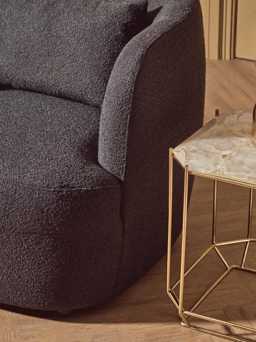 Bruge Textured Black Curved Chair