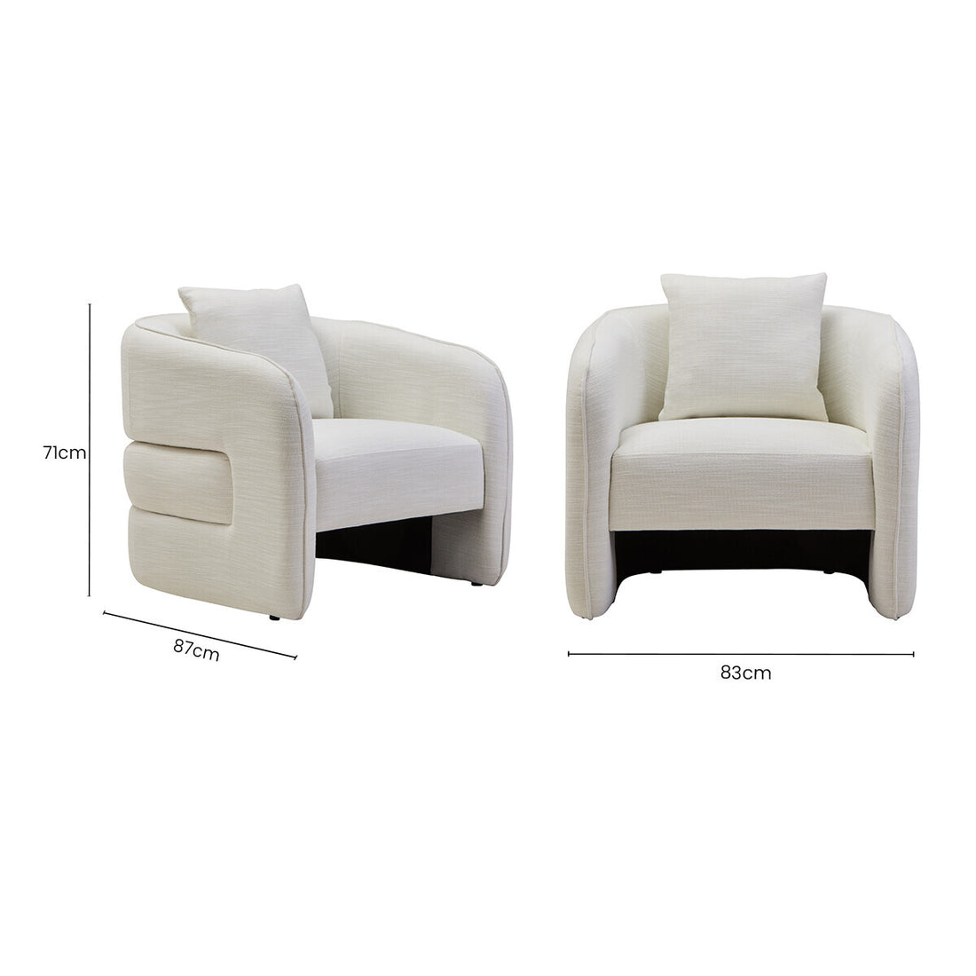 Bilani Cream Linen Effect Curved Chair - Image 10