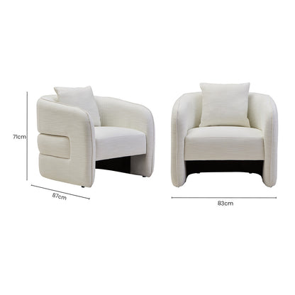 Bilani Cream Linen Effect Curved Chair
