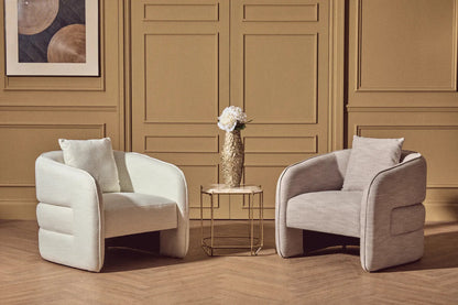 Bilani Cream Linen Effect Curved Chair