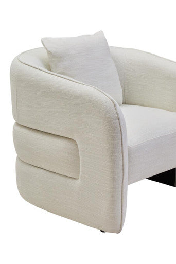 Bilani Cream Linen Effect Curved Chair - Image 6