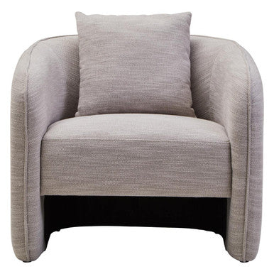 Gray armchair with a cushion on a white background