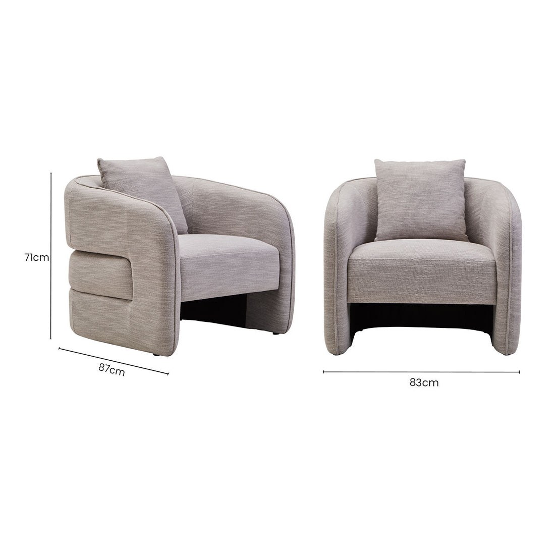 Bilani Grey Linen Effect Curved Chair - Image 9