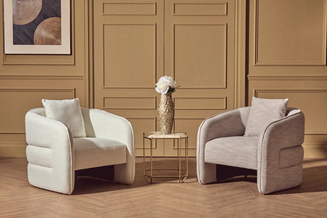 Bilani Grey Linen Effect Curved Chair