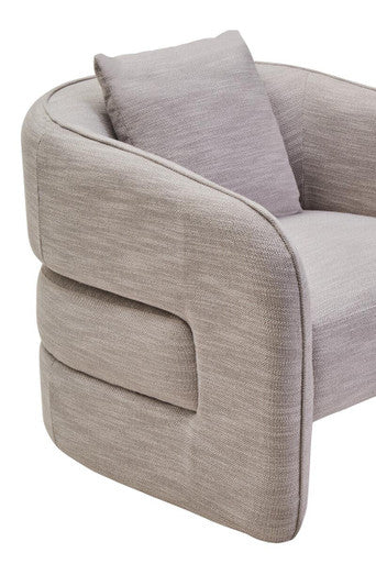 Bilani Grey Linen Effect Curved Chair - Image 6
