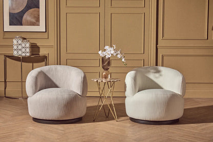 Bordo Textured Grey Curved Swivel Chair