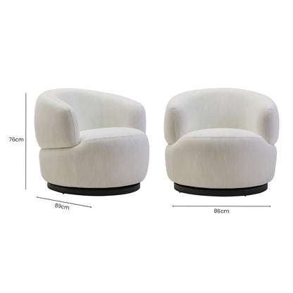 Bordo Textured Cream Curved Swivel Chair