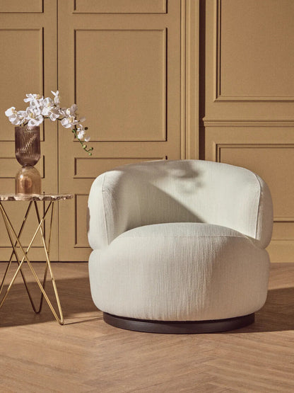 Bordo Textured Cream Curved Swivel Chair