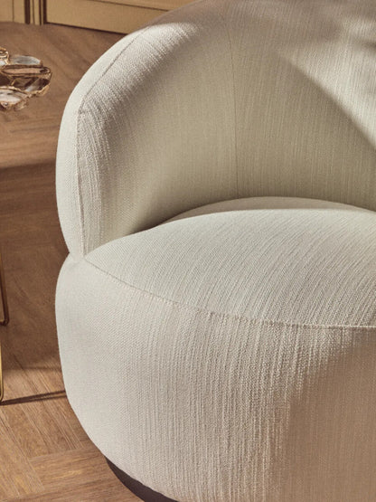 Bordo Textured Cream Curved Swivel Chair
