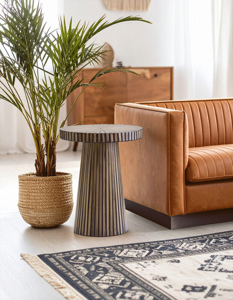 Bambusa Bamboo Inlay Round Side Table