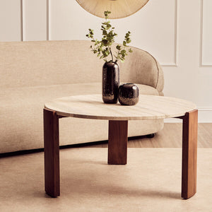 Palermo Round Travertine Top Large Coffee Table