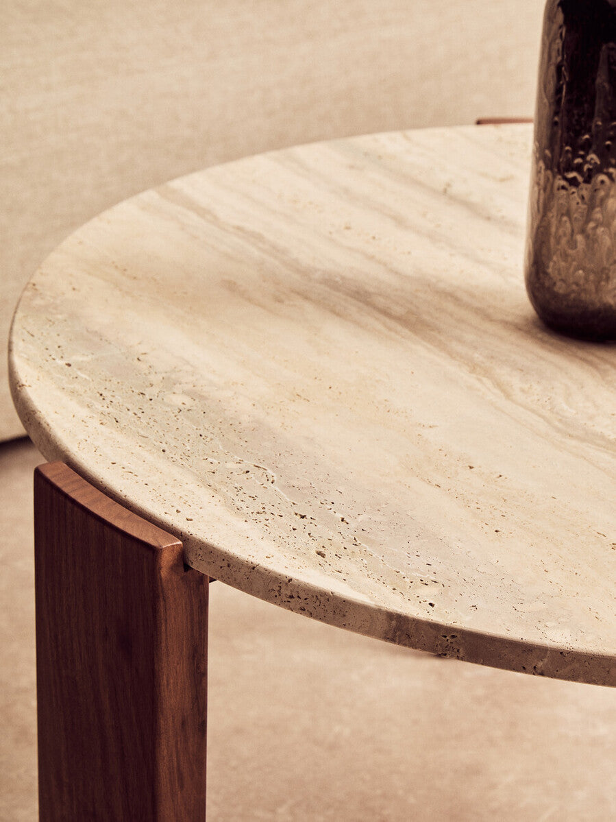 Palermo Round Travertine Top Large Coffee Table