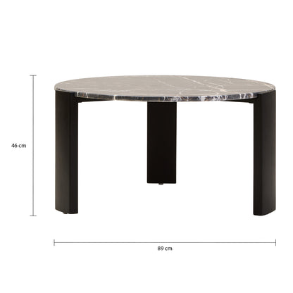 Palermo Round Black Marble Top Large Coffee Table