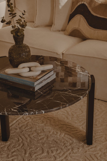 Palermo Round Black Marble Top Large Coffee Table