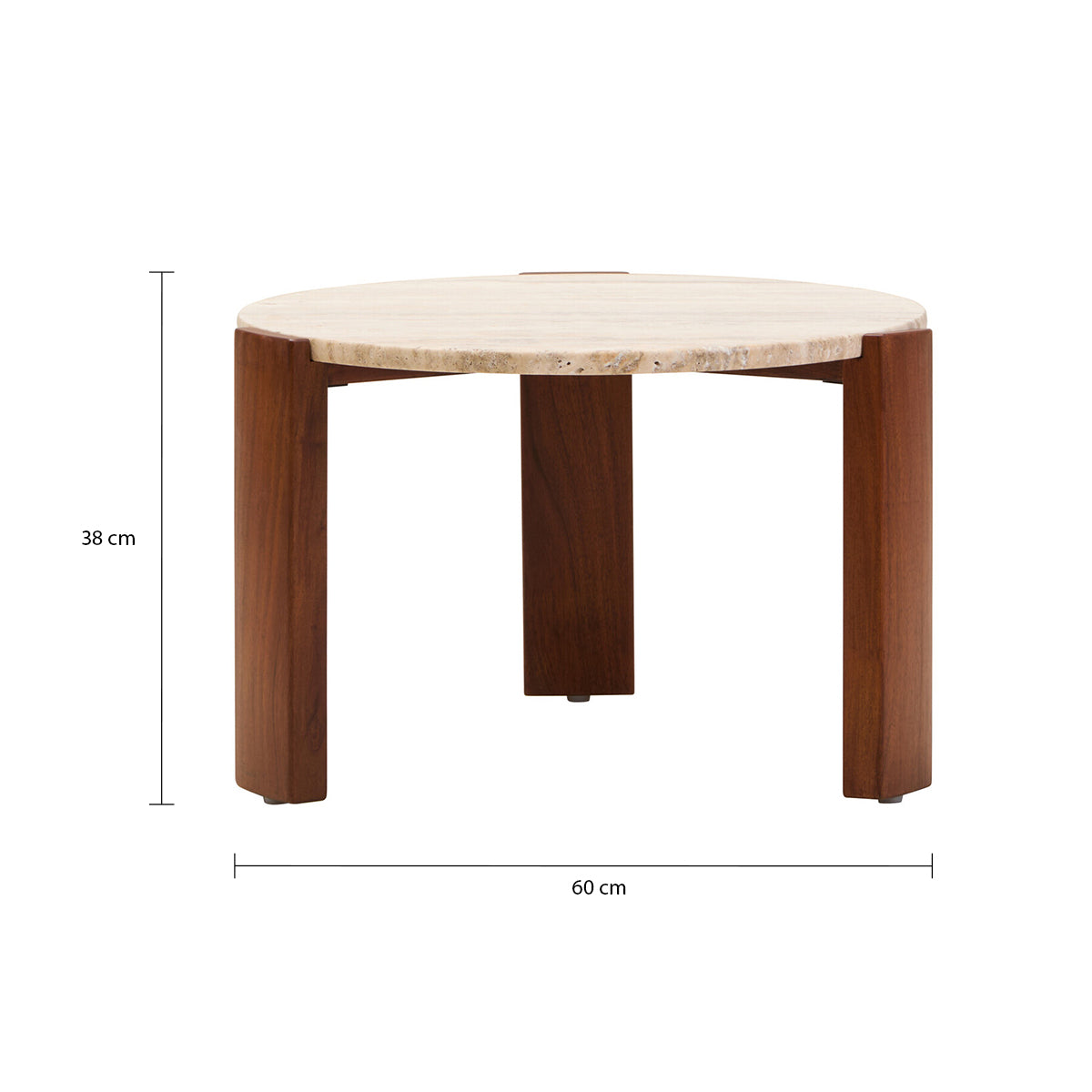 Palermo Natural Wood With Travertine Top Small Round Marble Coffee Table