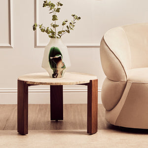 Palermo Round Travertine Top Small Coffee Table