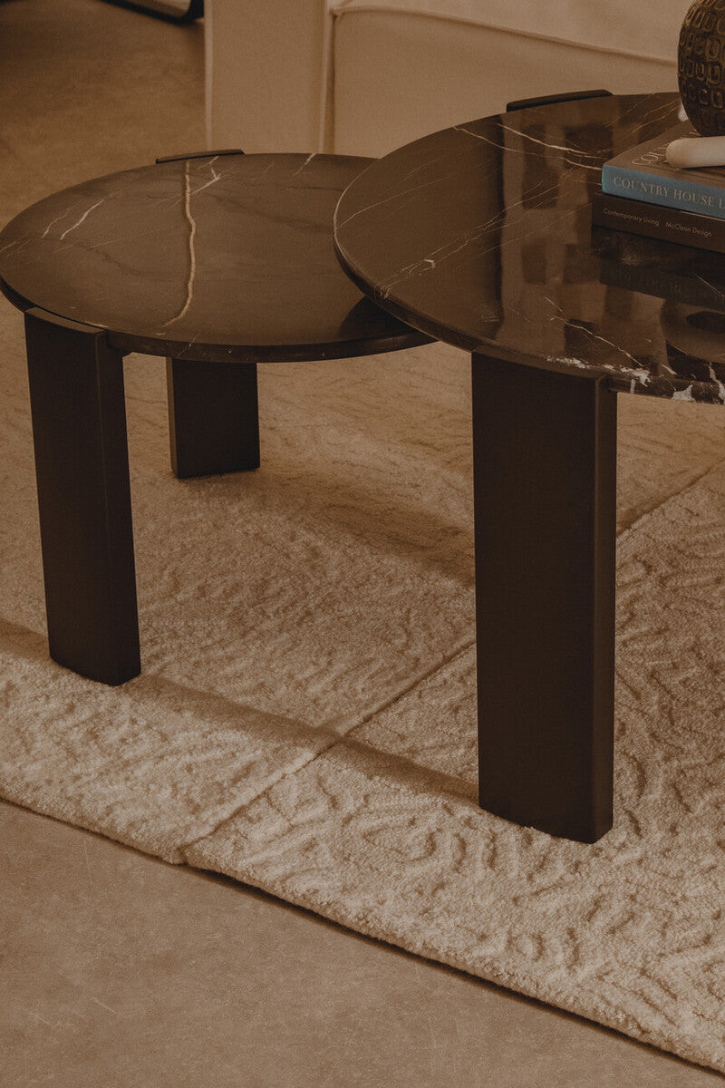 Palermo Round Black Marble Top Small Coffee Table