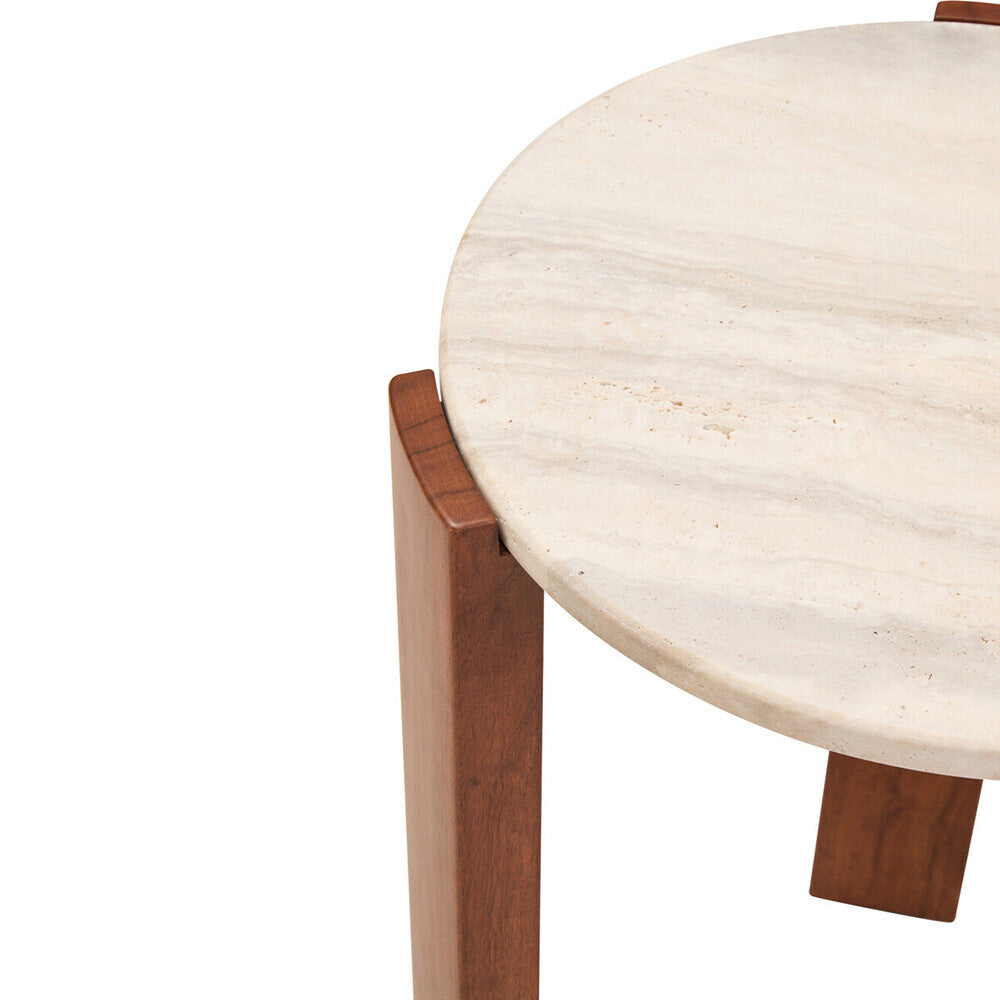 Palermo Travertine Top Round Side Table