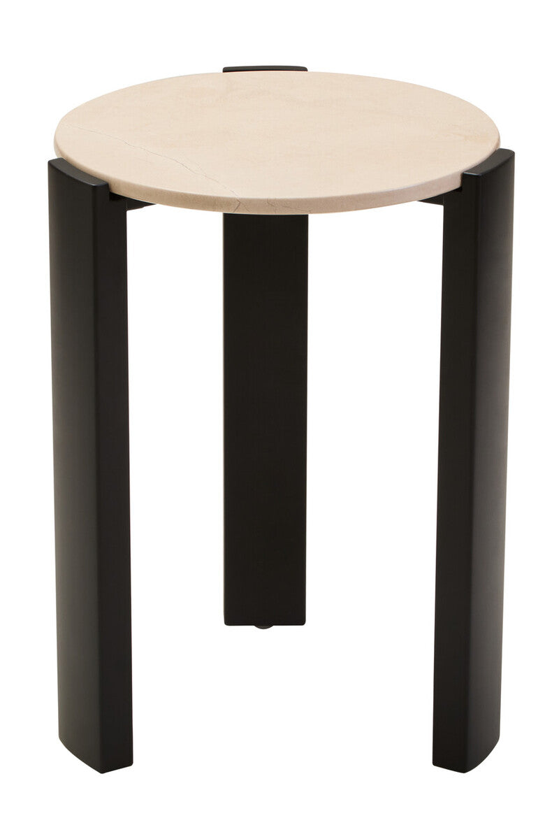 Palermo Cream Marble Top Round Side Table