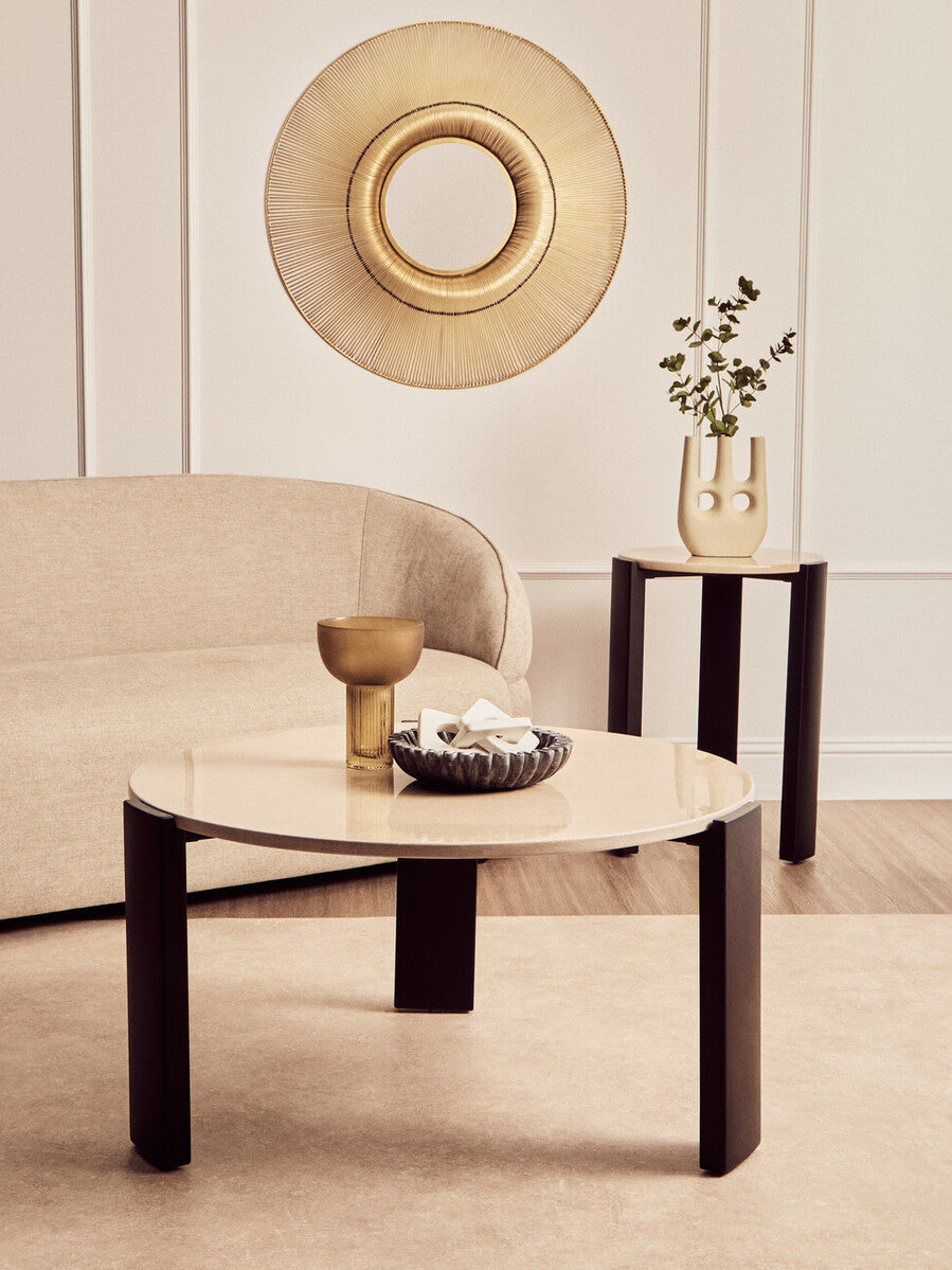 Palermo Cream Marble Top Round Side Table
