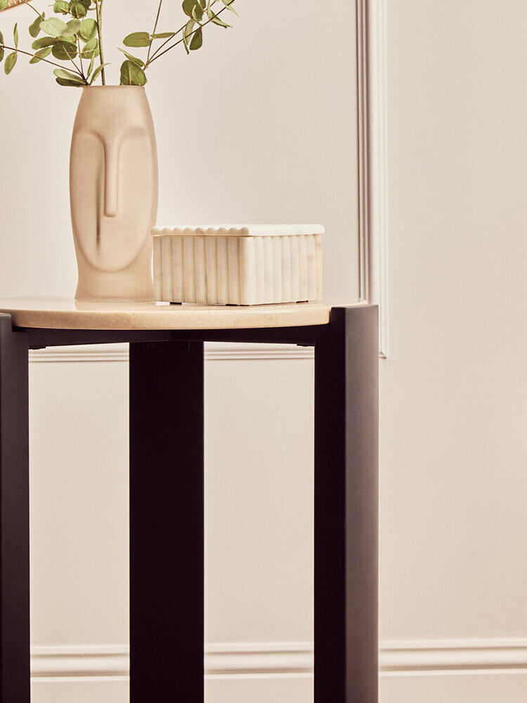 Palermo Cream Marble Top Round Side Table