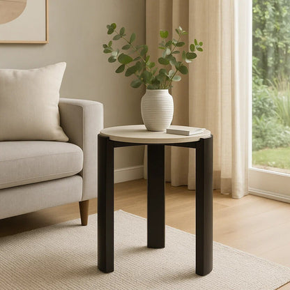 Palermo Cream Marble Top Round Side Table